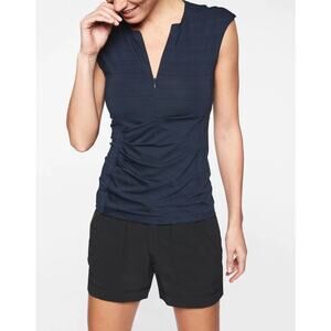 NWOT Athleta Pacifica 1/2 Zip Navy Blue Sleeveless Rash Guard Sz S